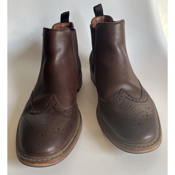 Mens Florsheim Streets WT Chelsea Boots Size 10 Brown Leather Wingtip Brogue EUC main image 5